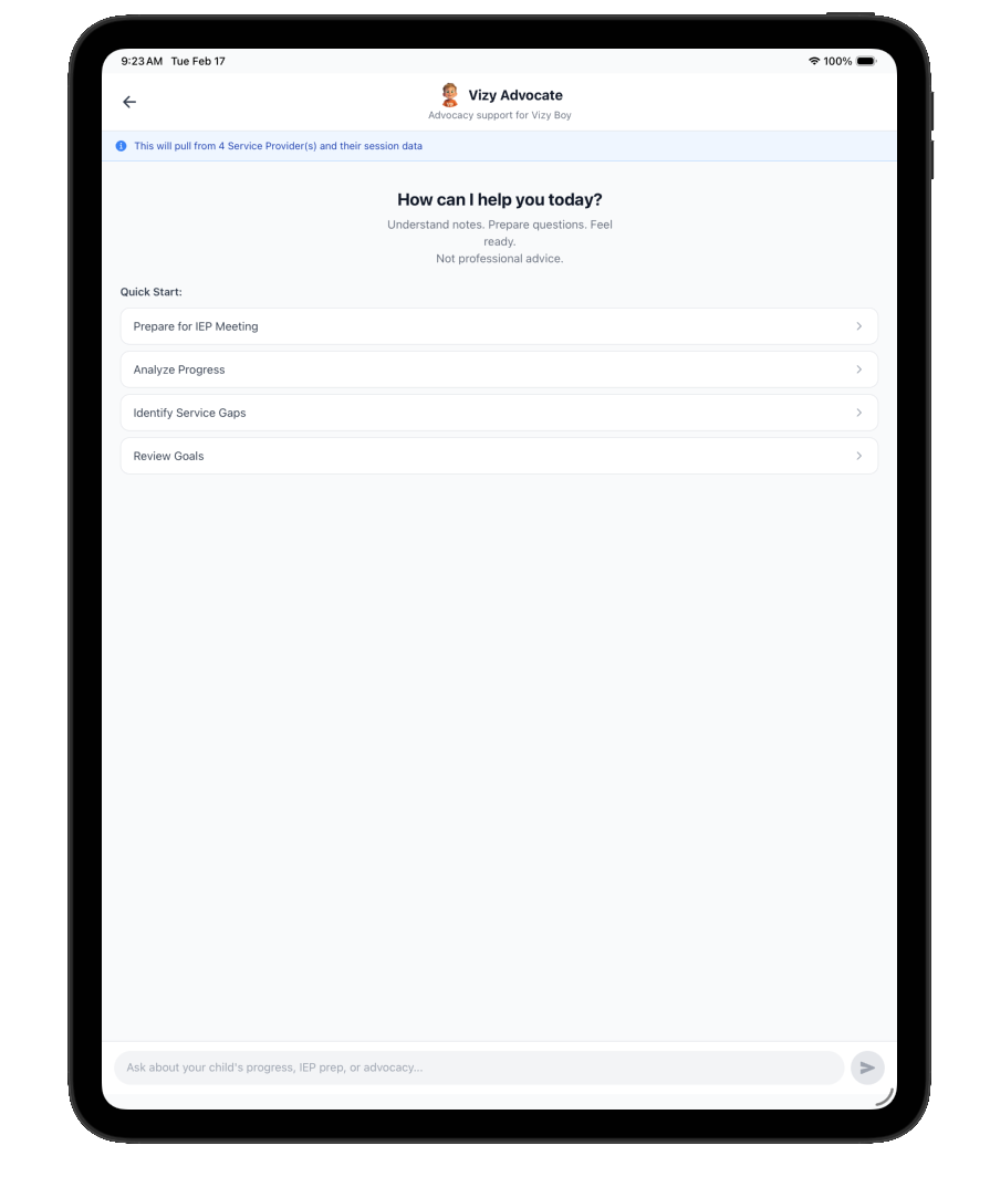 VizyPlan advocacy tools help parents prepare for IEP and 504 meetings